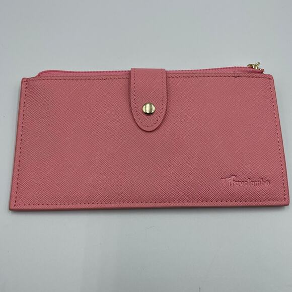 PINK Travelambo RFID Wallet Women Large Size Bifold Multi Card Double Zip Slim - Picture 1 of 4
